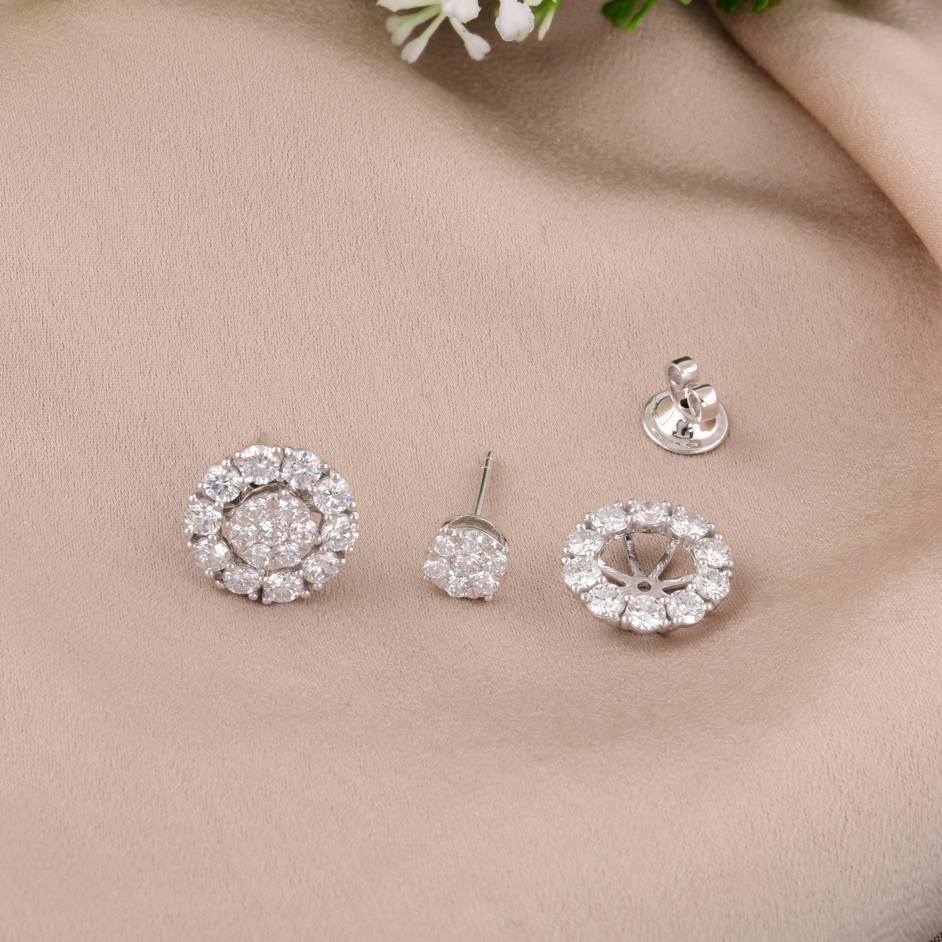 1,88 Karat SI/H Diamant-Ohrringe aus 14 Karat Weißgold mit rundem Brillantschliff Damen im Angebot