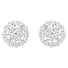 Orecchini di diamanti con taglio brillante rotondo da 1,88 carati SI/H Gioielli in oro bianco 18 carati
