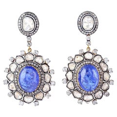 Boucles d'oreilles en diamants et tanzanite de 18,8 carats