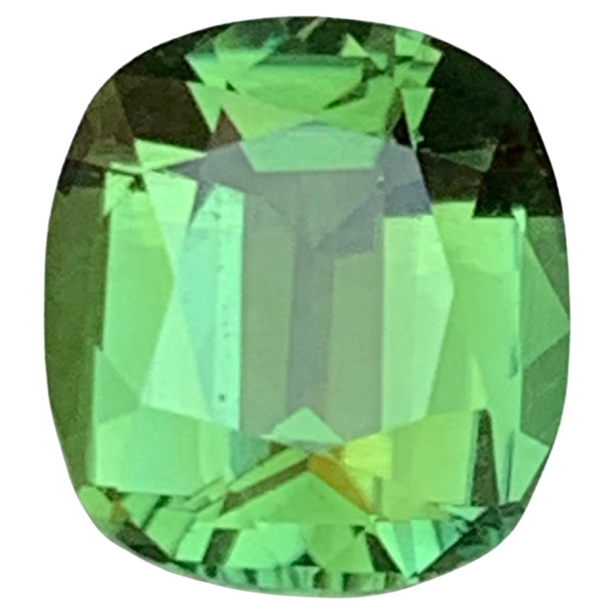1.88 Carat Vibrant Green Natural Tourmaline Cushion Cut Loose Gemstone for Ring For Sale