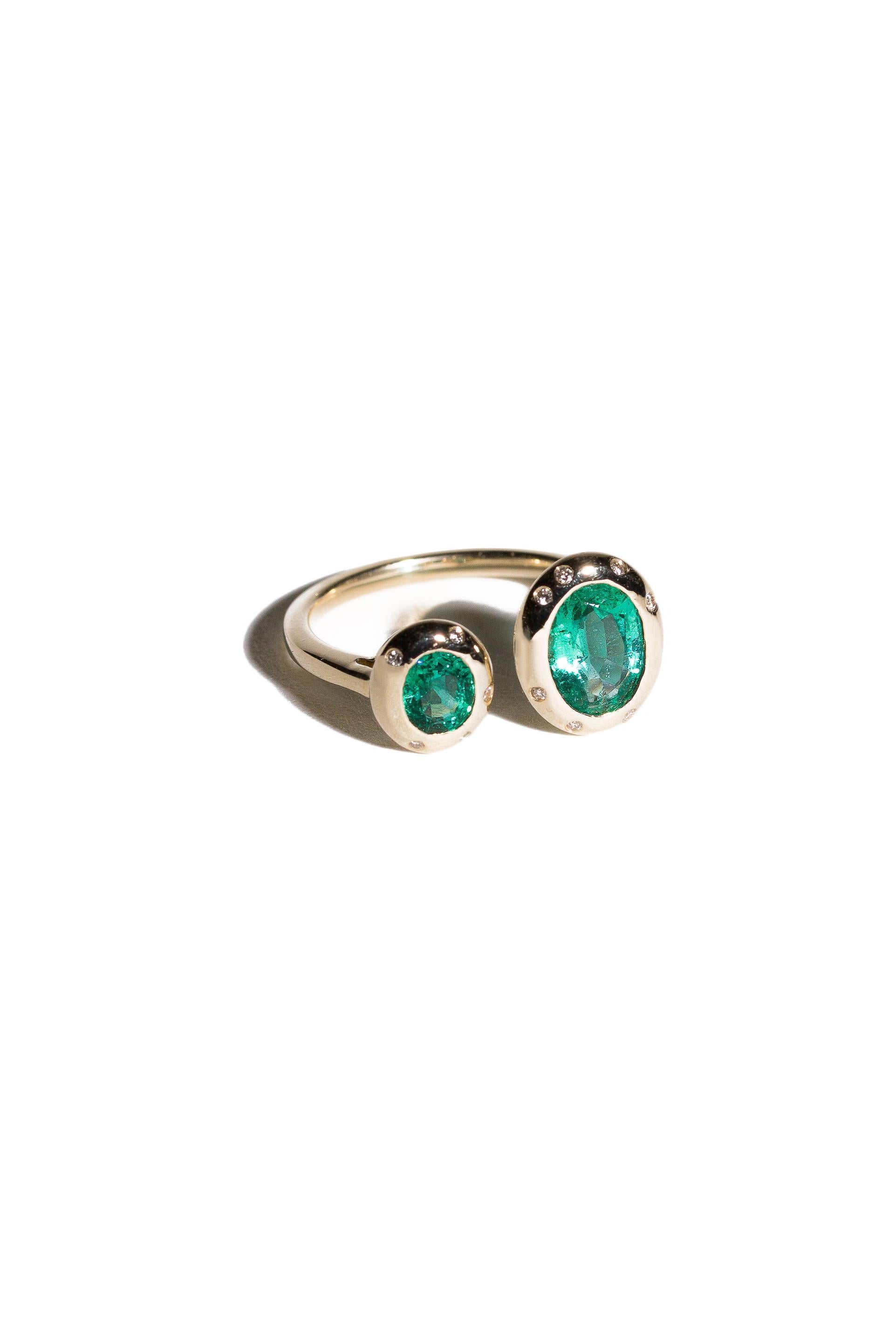 1.88 Carat Zambian Emeralds Duo Ring