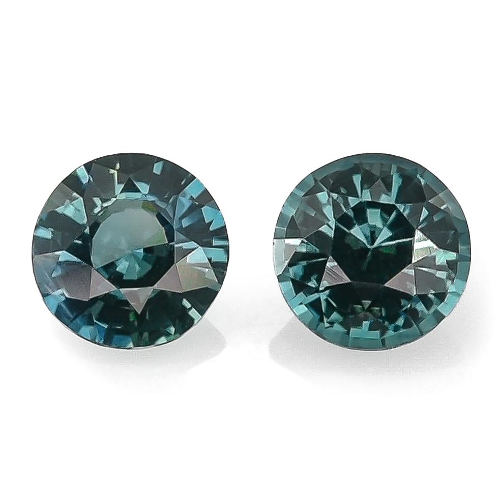 Mixed Cut 1.88 Carats Green Blue Sapphire Pair For Sale