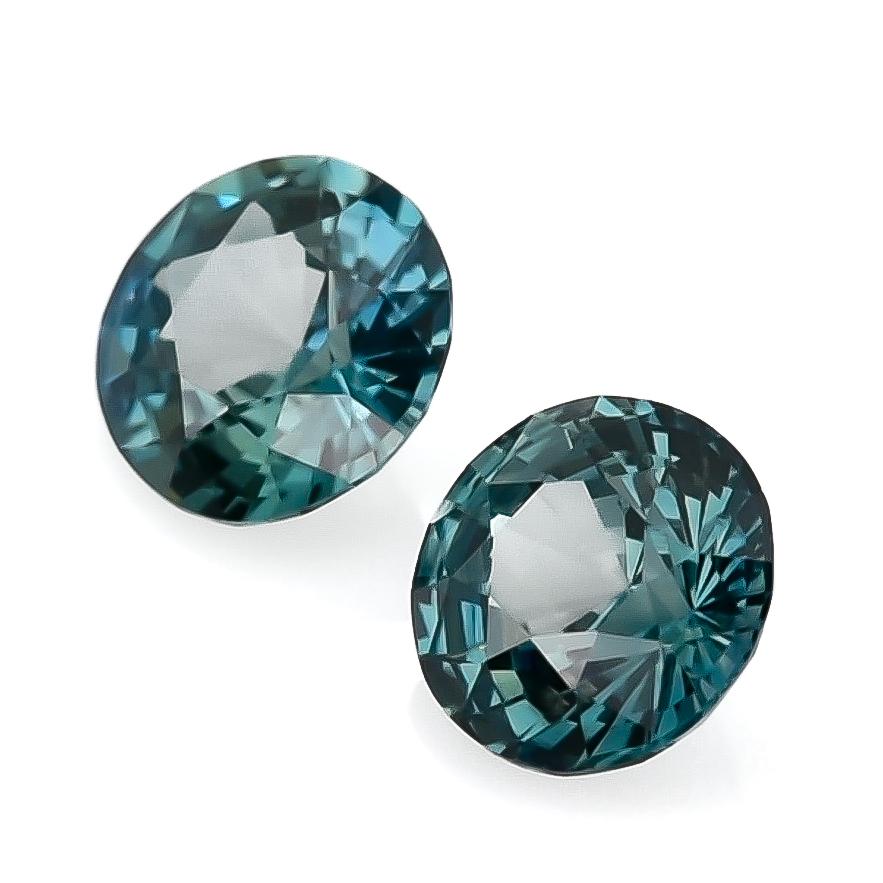 1.88 Carats Green Blue Sapphire Pair In New Condition For Sale In Los Angeles, CA