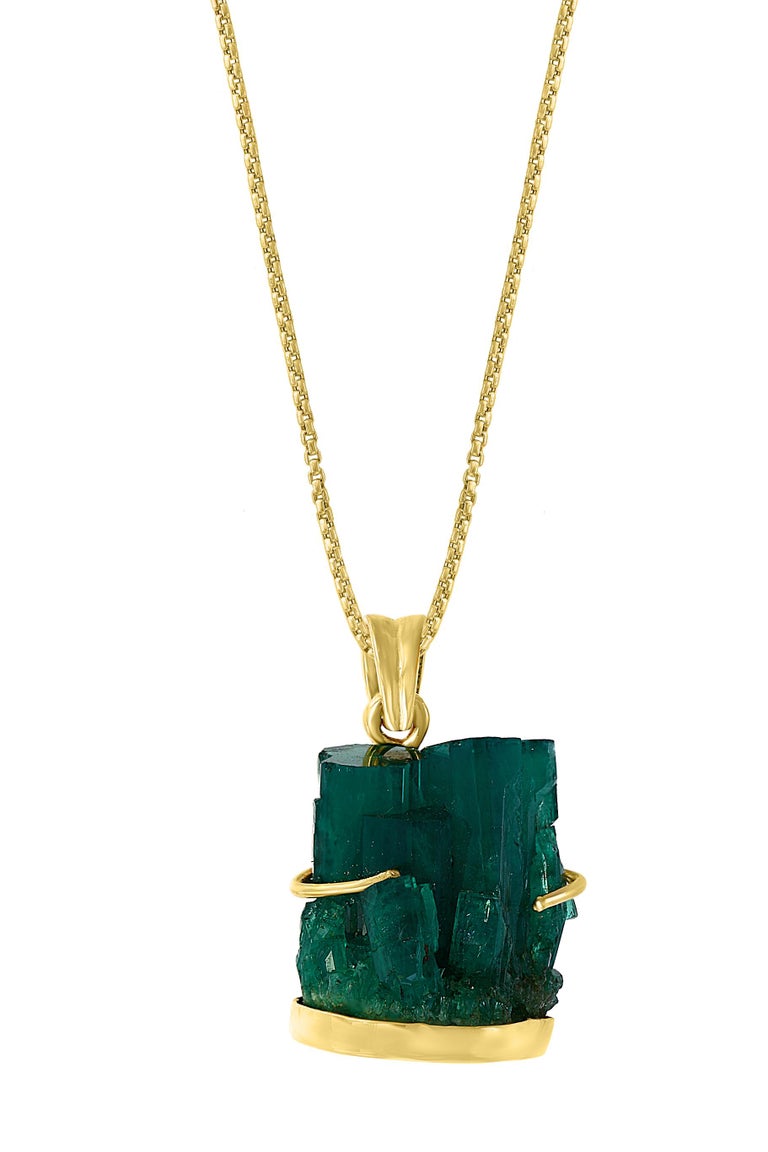18.8 Carat Colombian Emerald Rough Pendent/Necklace 18 Karat Gold with ...