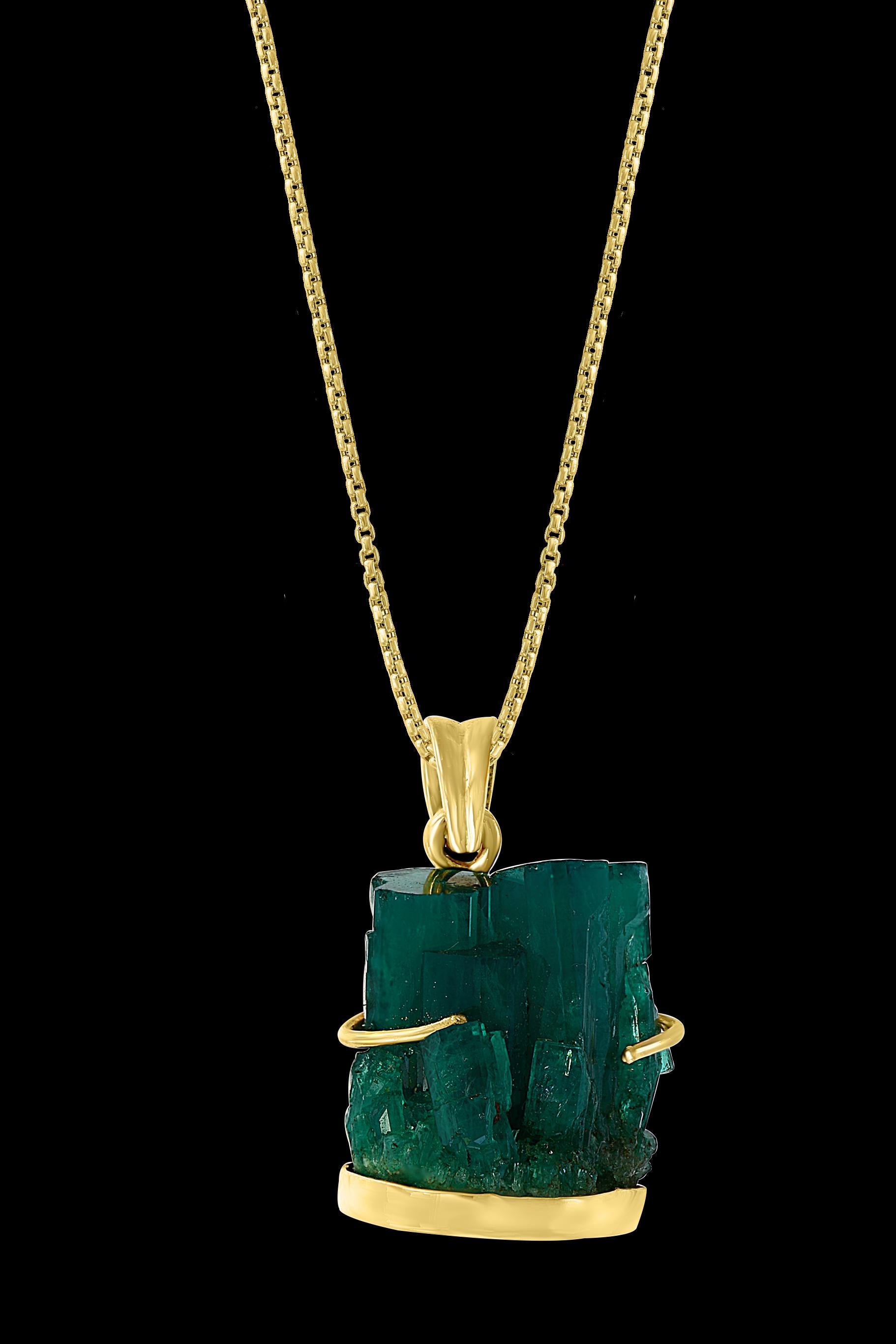 rough cut emerald necklace