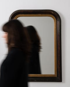 1880-1889 France Antique Gold Carved Giltwood Arched Mirror