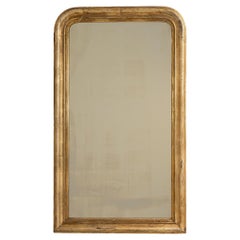 1880-1889 France Antique Gold Carved Giltwood Arched Mirror