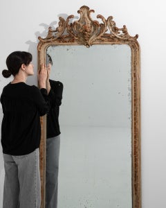 1880-1889 France Antique Gold Giltwood Carved Giltwood Pier Mirror