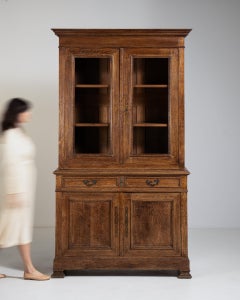 1880-1889 France Rich Walnut Brown Carved Walnut Bookcase Cabinet