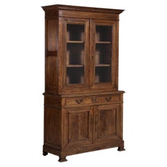 1880-1889 France Rich Walnut Brown Carved Walnut Bookcase Cabinet