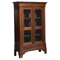 1880-1889 France Rich Walnut Brown Glazed Walnut Vitrine Cabinet