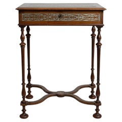 1880-1889 France Rich Walnut Brown Inlaid Walnut Side Table