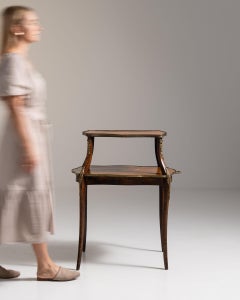 1880-1889 France Rich Walnut Brown Two-Tier Walnut Side Table
