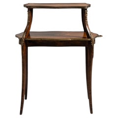 1880-1889 France Rich Walnut Brown Two-Tier Walnut Side Table