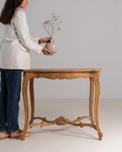 1880-1889 France Weathered Whitewash Carved Cerused Oak Console