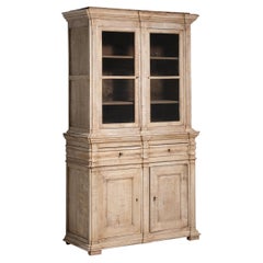 1880-1889 Francia: credenza in rovere cerato con finitura bianca invecchiata e vetrata