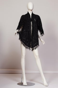 Victorian Black Silk & Cotton Net Appliquéd Dolman Styled Mantle Cape
