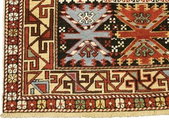 1880-1900 Fine Antique Caucasian Shirvan Rust&Blue Wool Rug