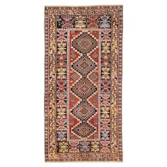 Feiner antiker kaukasischer Schirwan-Teppich aus rostfarbener und blauer Wolle von 1880 bis 1900