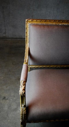 1880-1900 French Louis XVI Carved Giltwood Settee