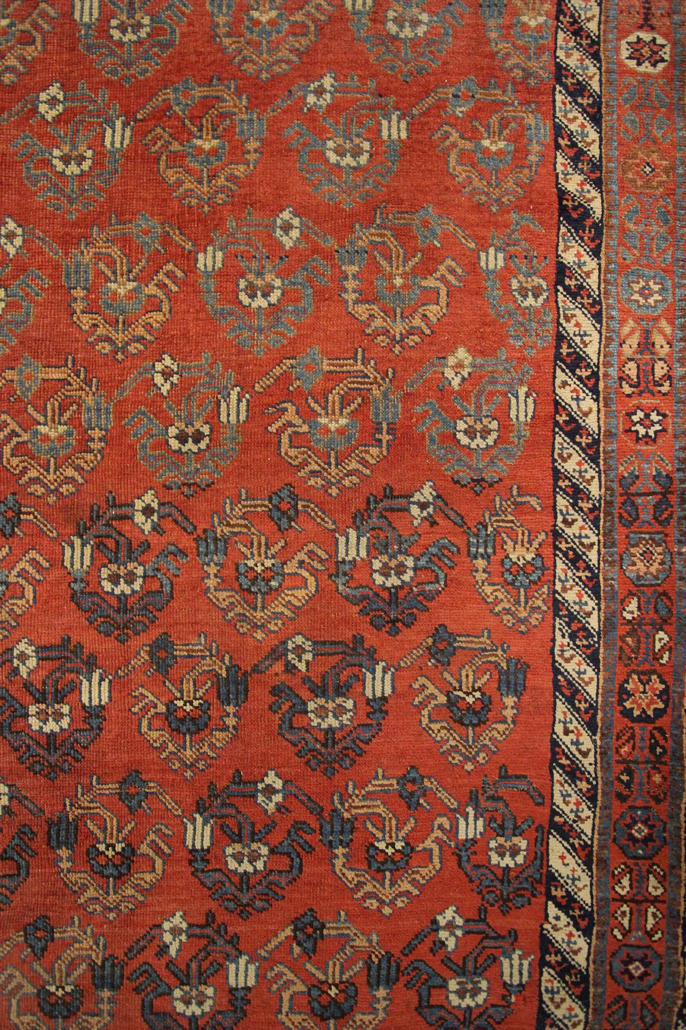 Late 19th Century 1880 Antique Afshar Rug Persian Rug Geometric Wool Foundation 7x12 206cmx376cm For Sale