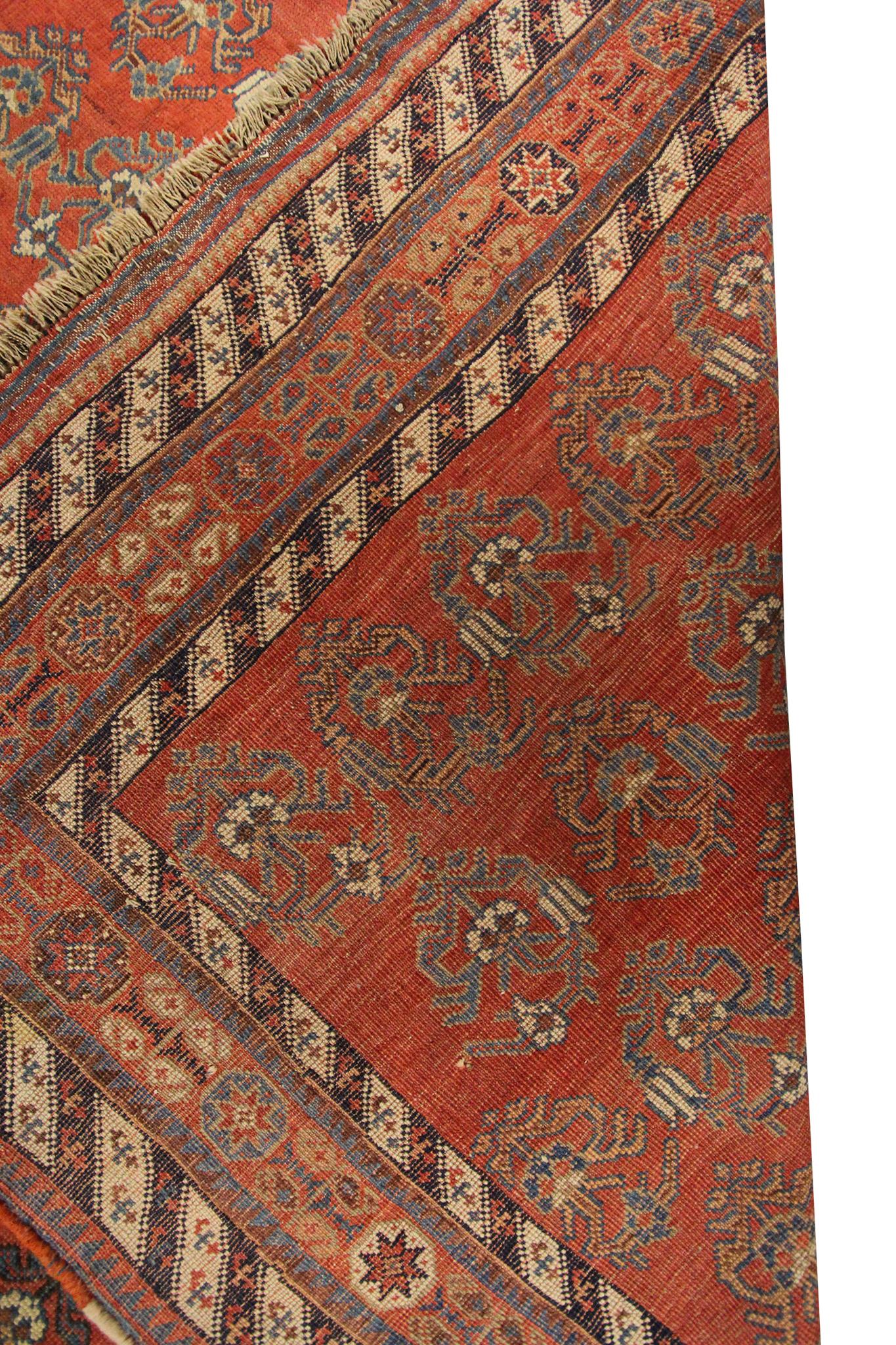 1880 Antique Afshar Rug Persian Rug Geometric Wool Foundation 7x12 206cmx376cm For Sale 3