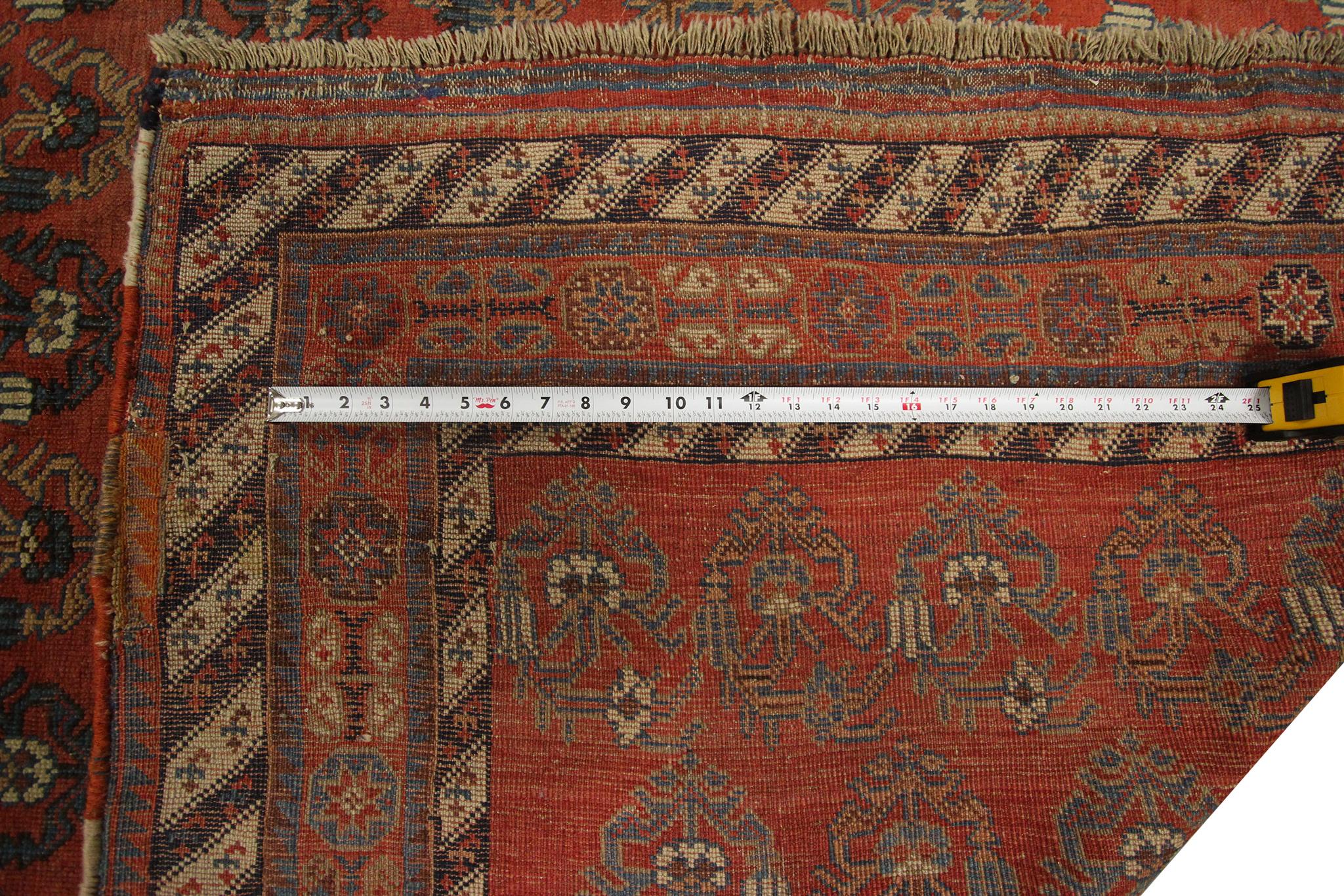 1880 Antique Afshar Rug Persian Rug Geometric Wool Foundation 7x12 206cmx376cm For Sale 4