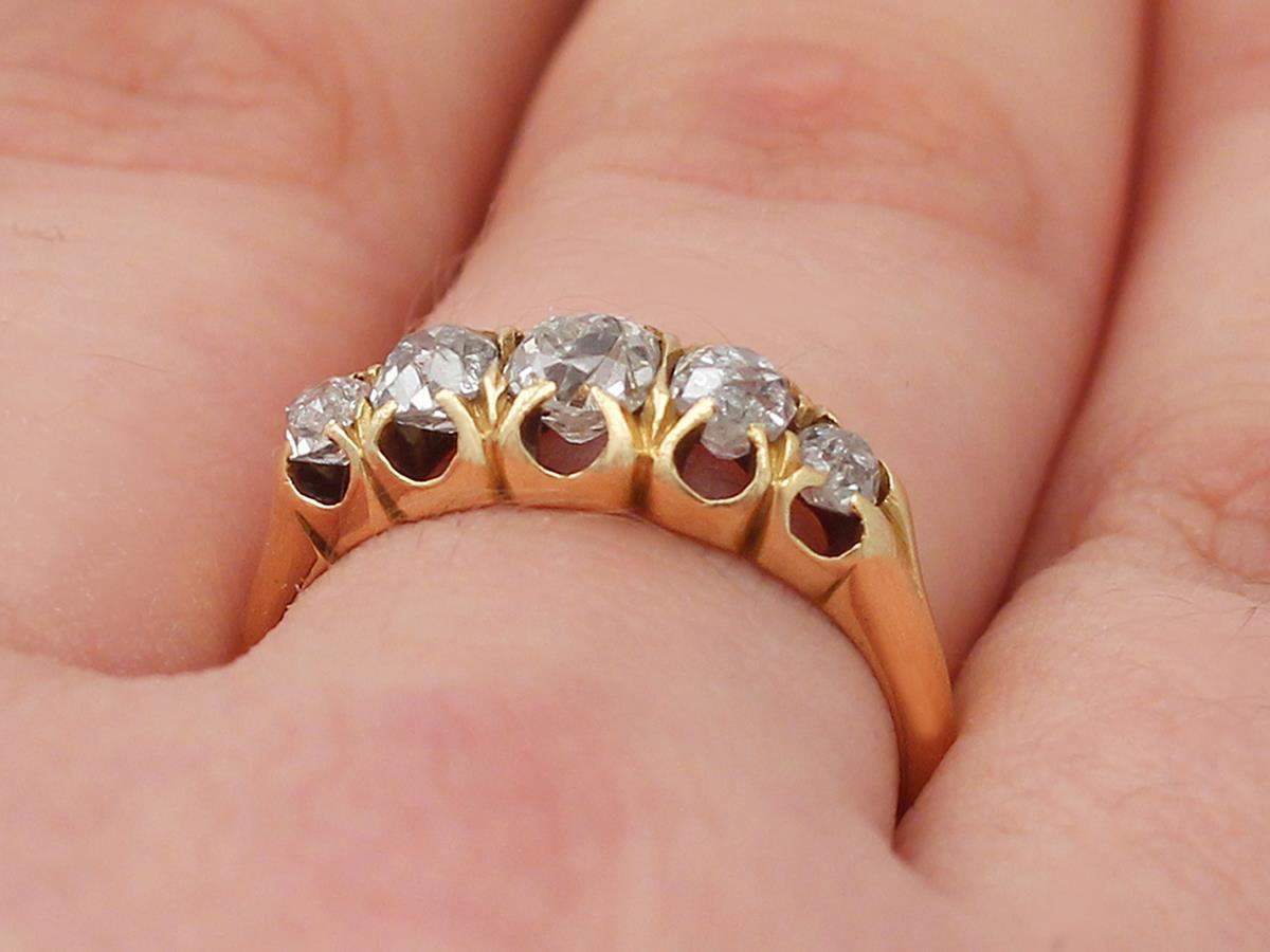 1880s Diamond and Yellow Gold Five-Stone Ring For Sale 3