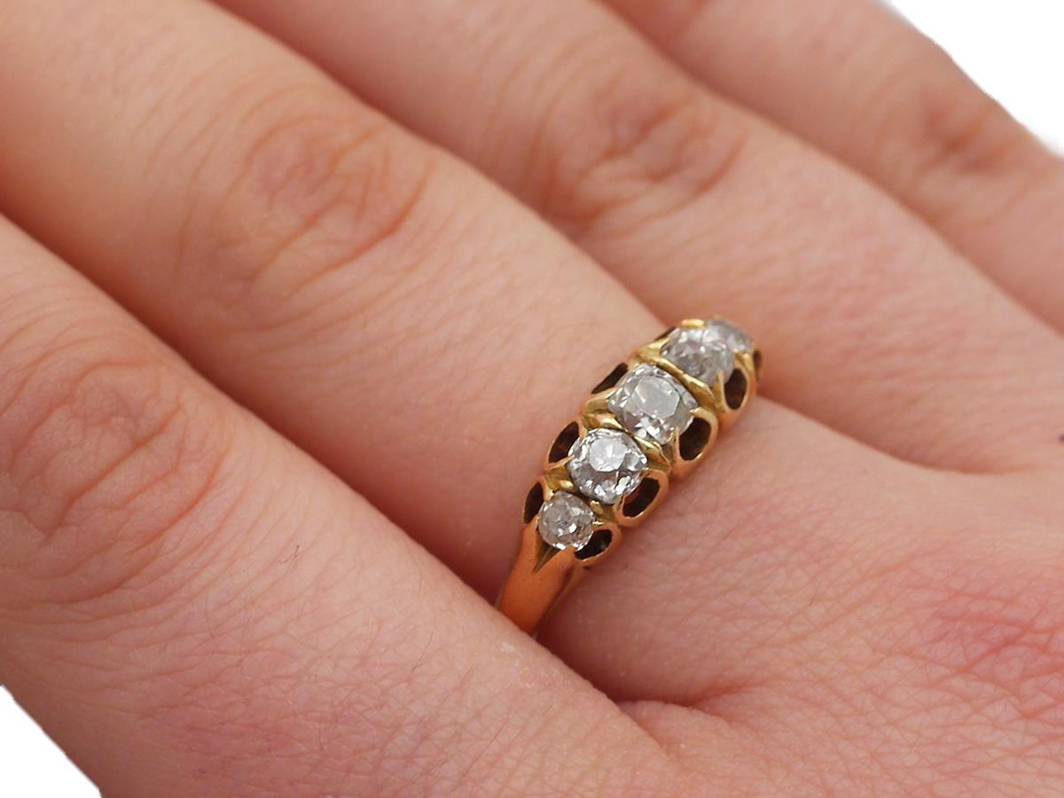 1880s Diamond and Yellow Gold Five-Stone Ring For Sale 2