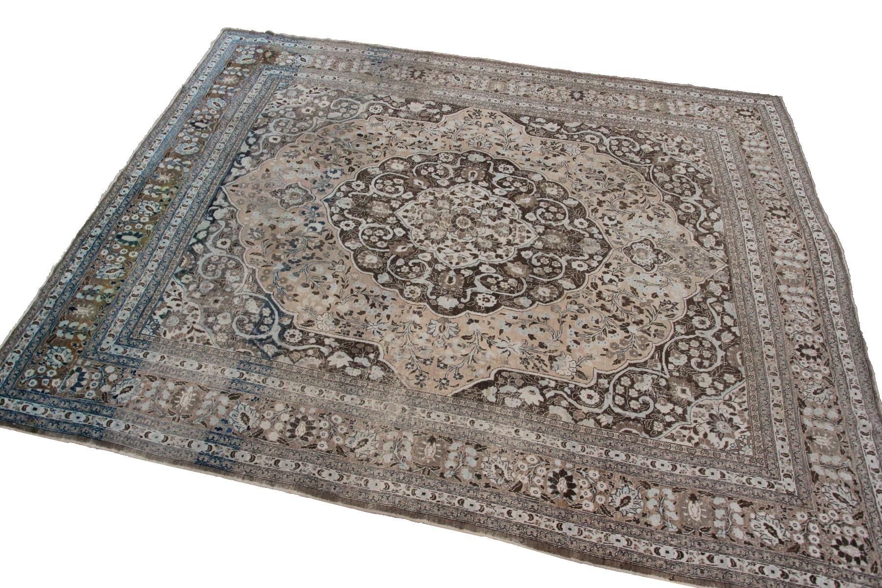 Late 19th Century 1880, Antique Haji Jalili Rug Antique Persian Rug Geometric Beige For Sale
