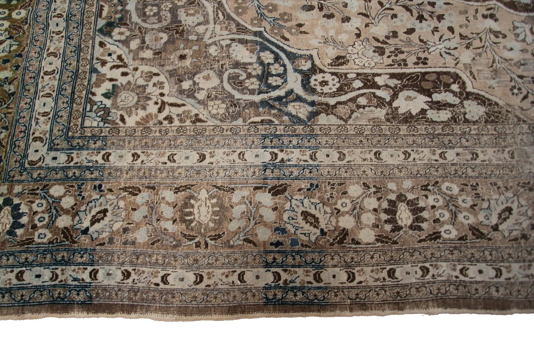 1880, Antique Haji Jalili Rug Antique Persian Rug Geometric Beige For Sale 2