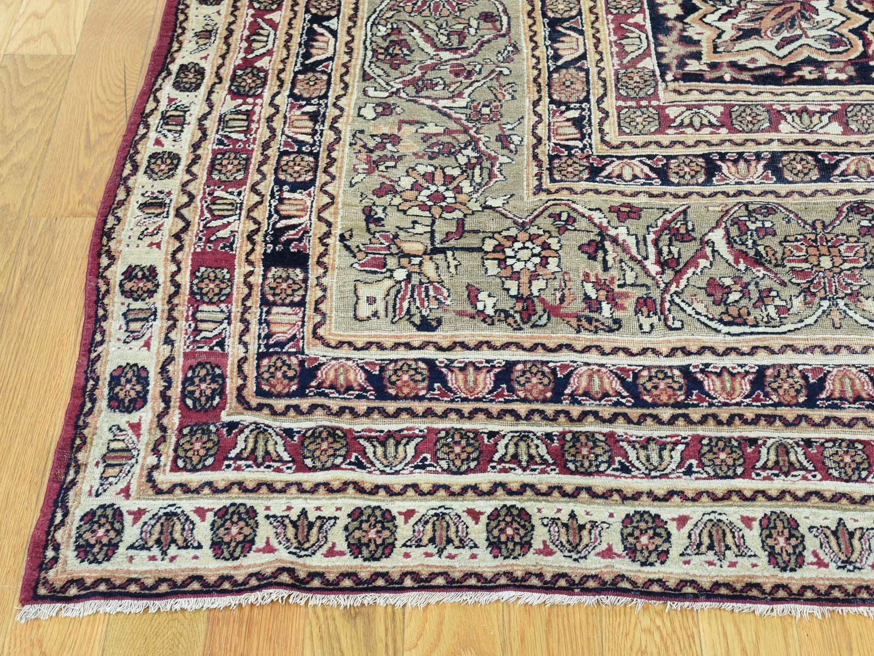 Wool 1880 Antique Persian Lavar Kerman Rug For Sale