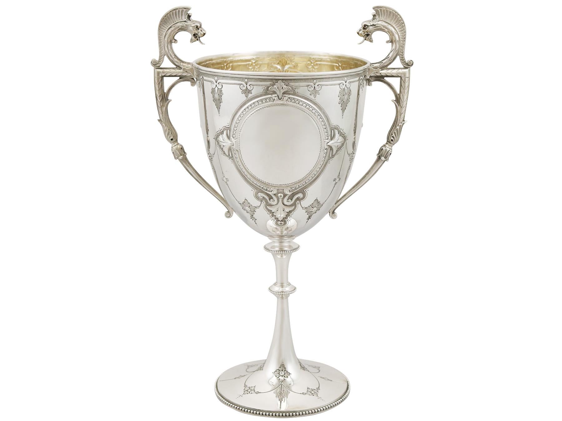 1880 Antique Victorian Sterling Silver Presentation Cup In Excellent Condition In Jesmond, Newcastle Upon Tyne