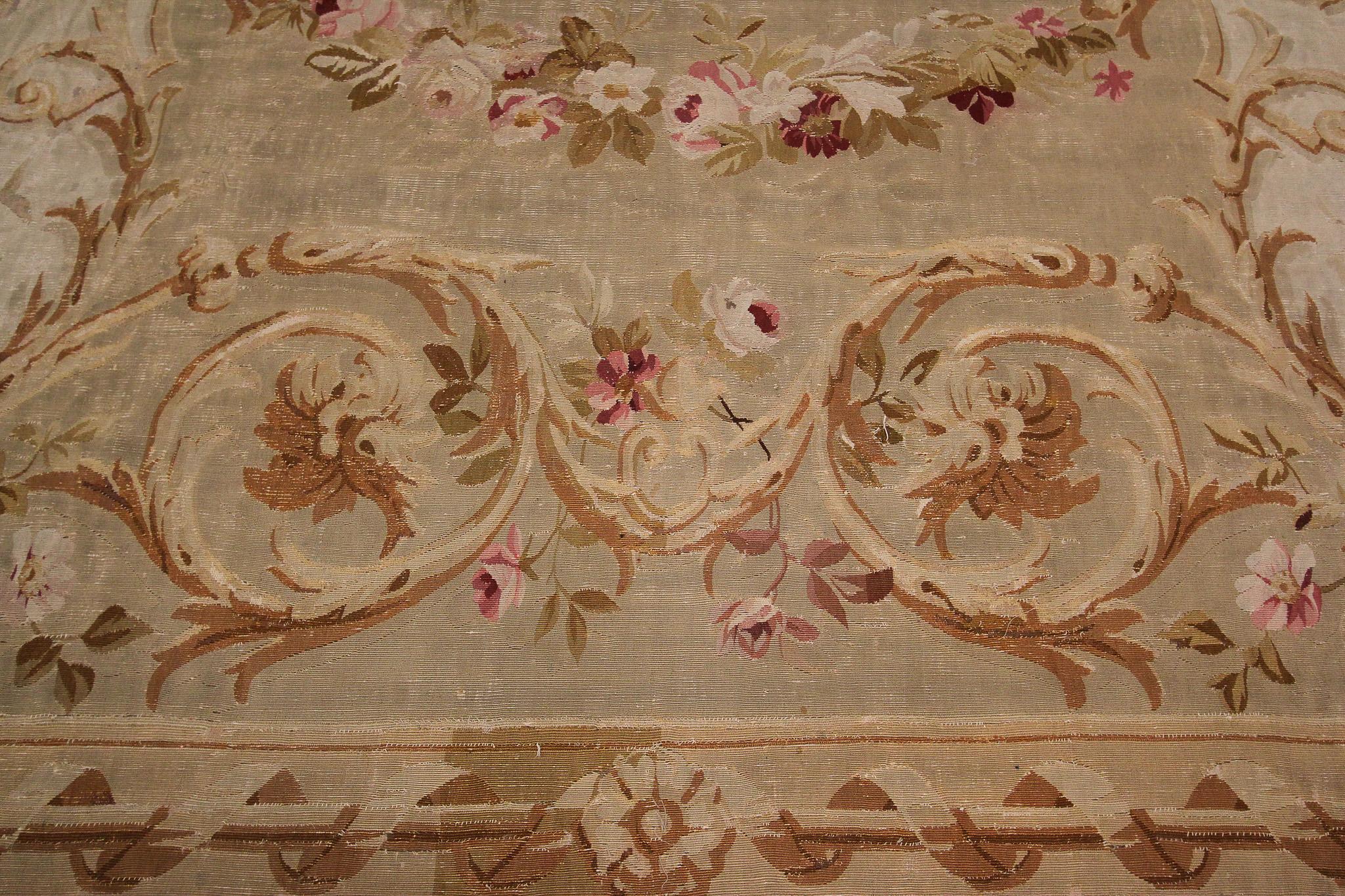 Wool 1880 Aubusson Flatwoven French AUbusson Large Aubusson For Sale
