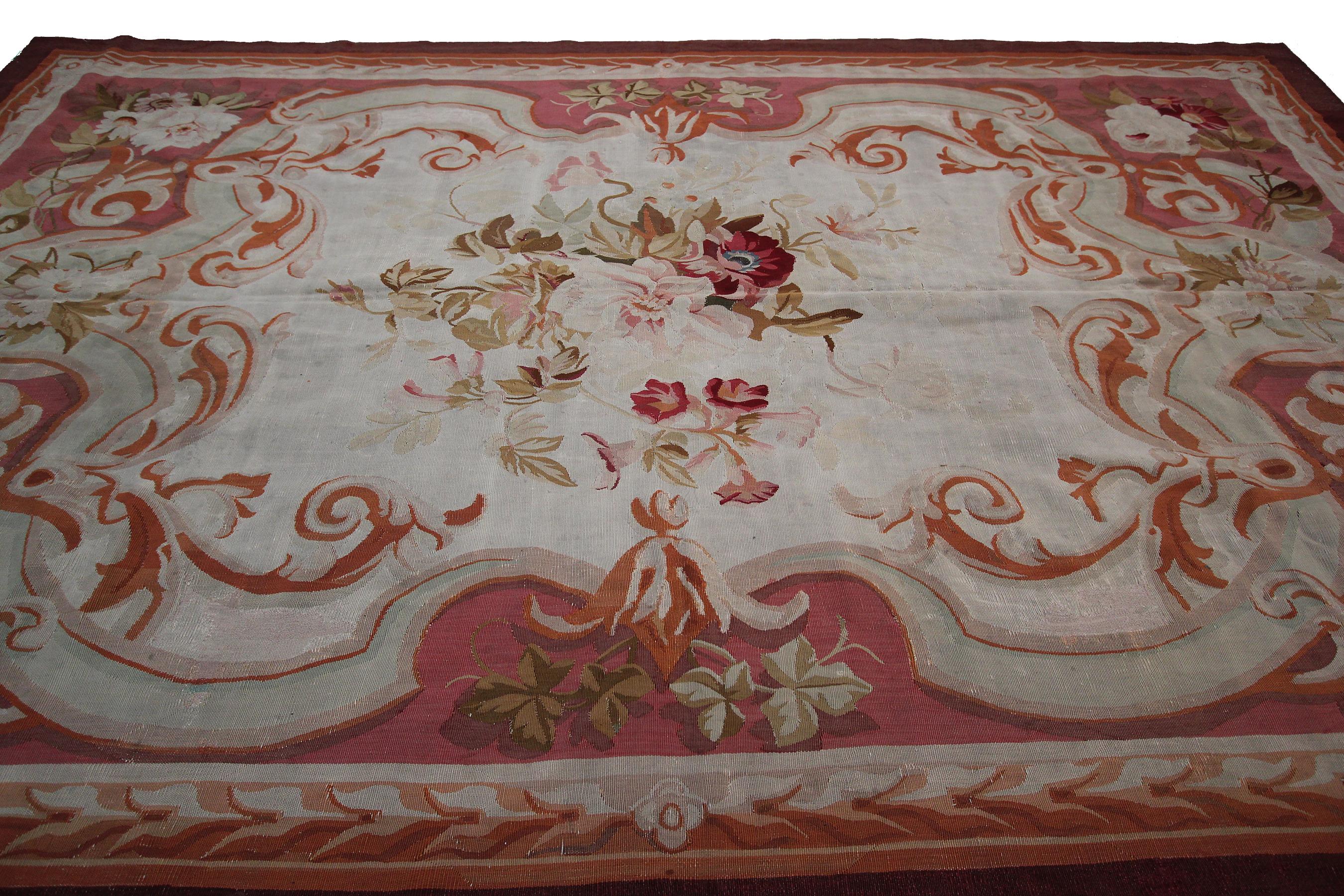 1880 Aubusson Flatwoven French Aubusson Napoleon III In Good Condition For Sale In New York, NY