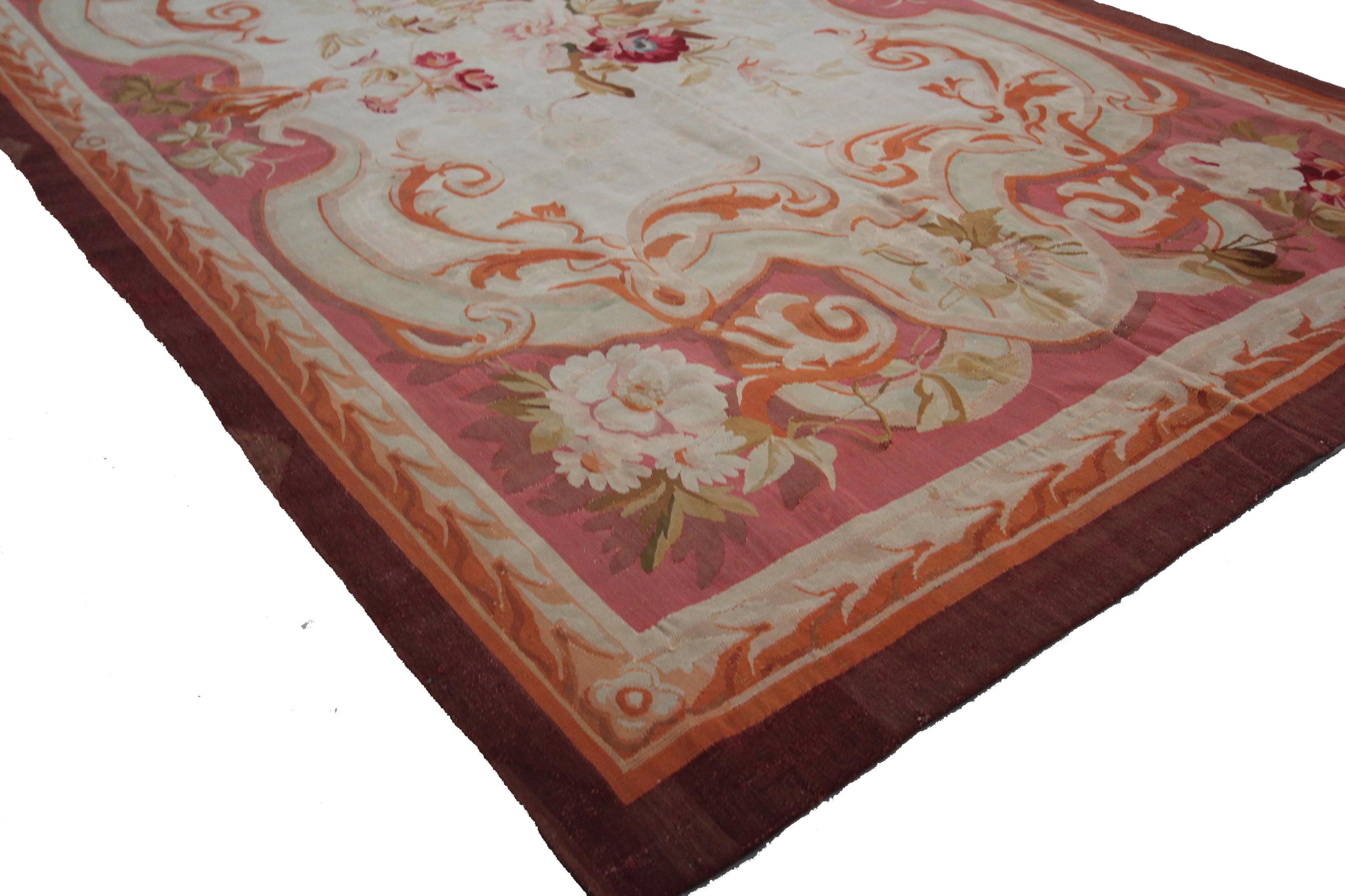 Wool 1880 Aubusson Flatwoven French Aubusson Napoleon III For Sale