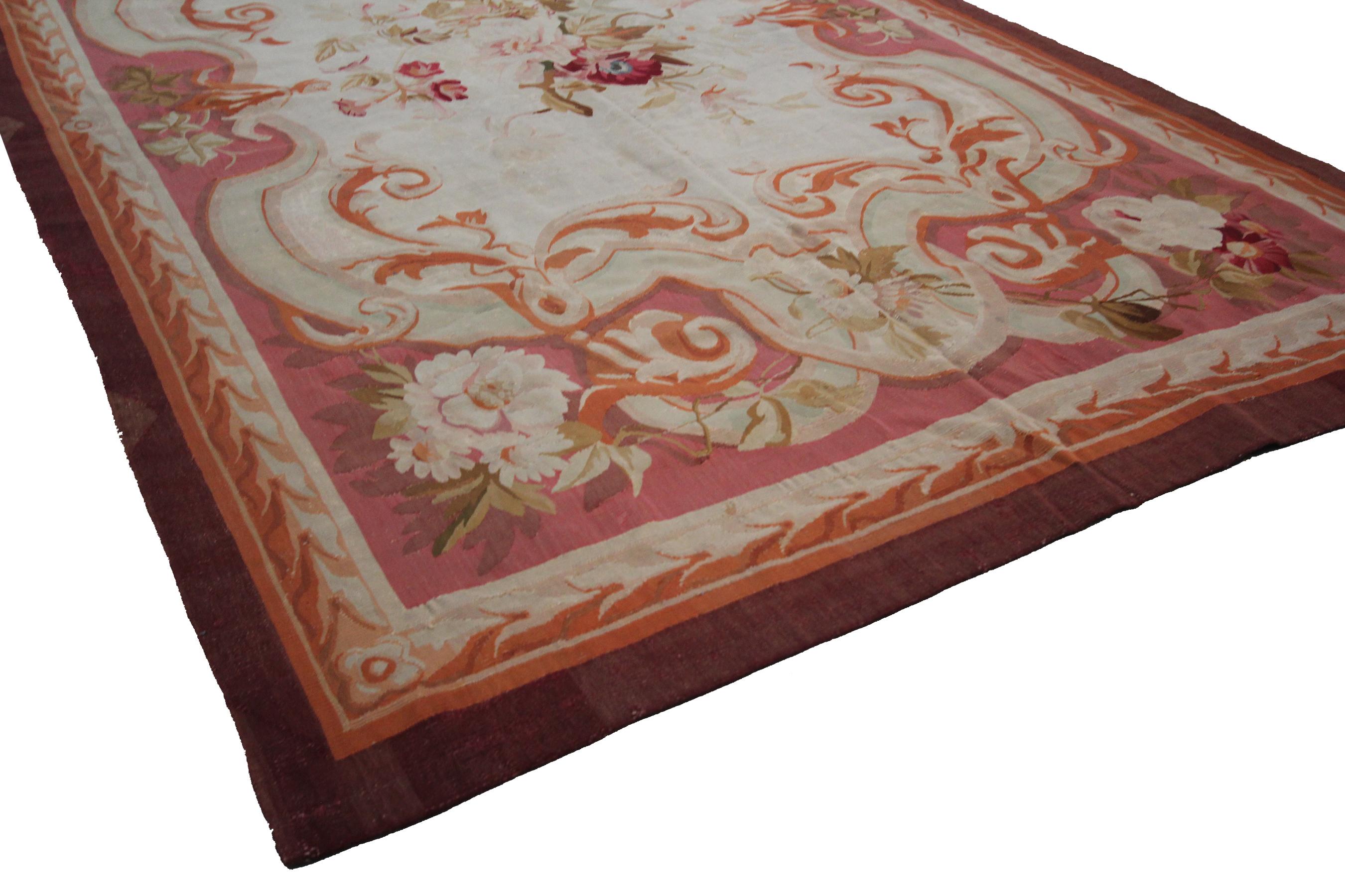 Lana 1880 Aubusson francese a tessitura piatta Napoleone III in vendita