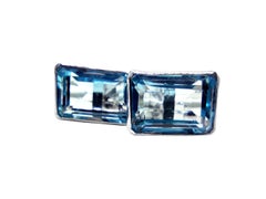 Gemelos con topacio azul natural de 18,80 quilates Gemelos con topacio de plata 925 para hombre