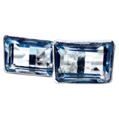 Gemelos con topacio azul natural de 18,80 quilates Gemelos con topacio de plata 925 para hombre