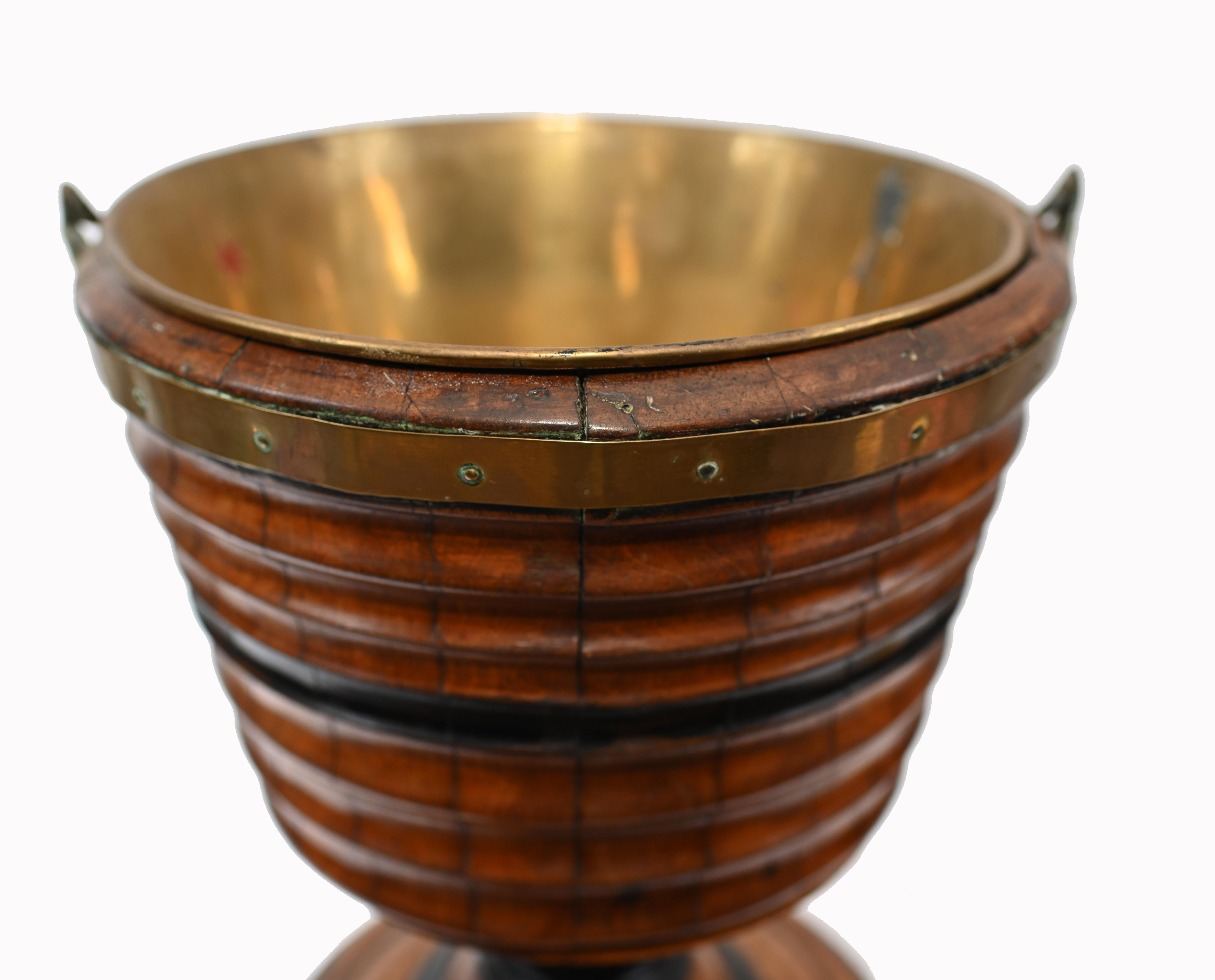 1880 Dutch Teestoof Bucket Planter Ebony Walnut In Good Condition For Sale In Potters Bar, GB