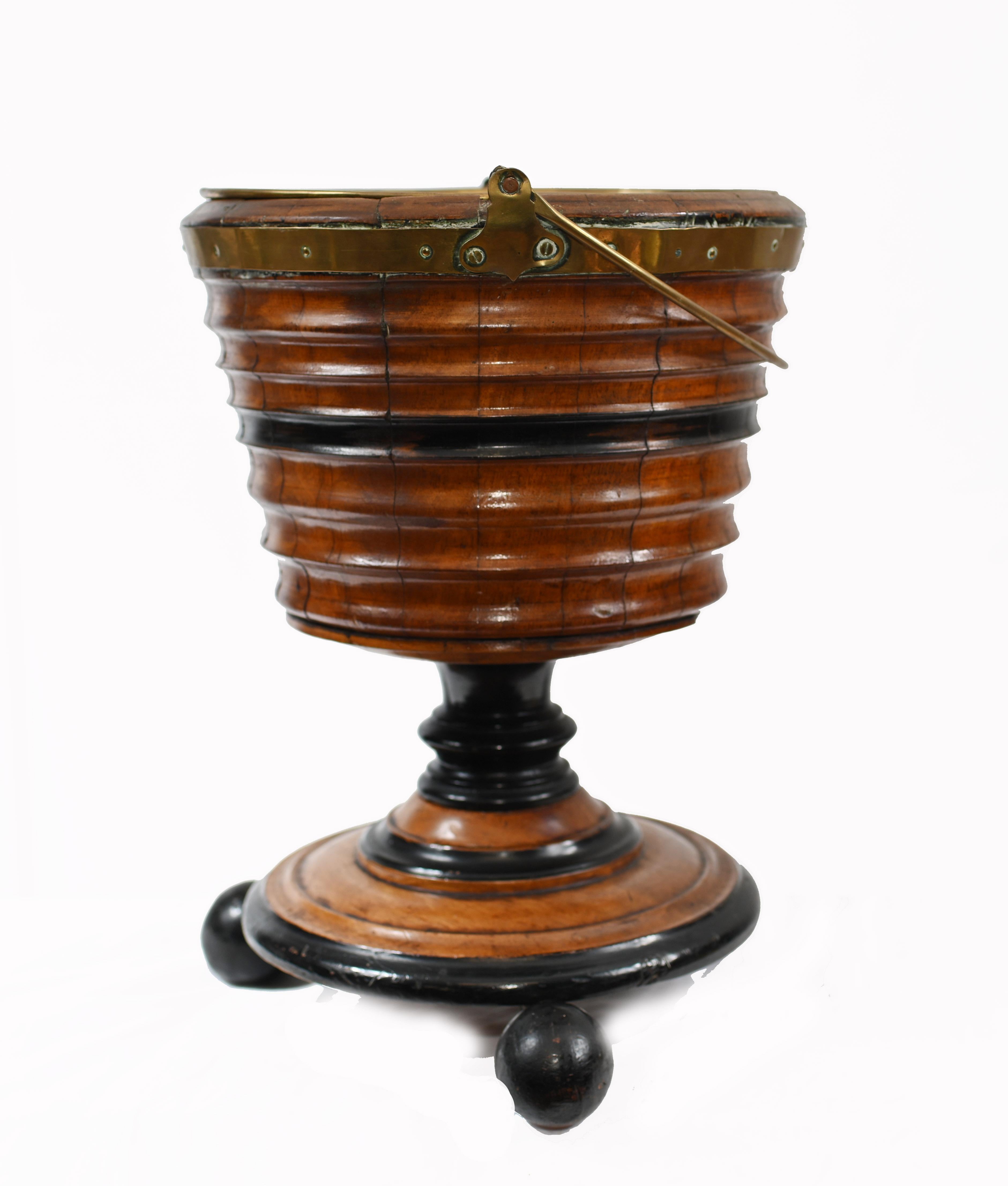 19th Century 1880 Dutch Teestoof Bucket Planter Ebony Walnut For Sale