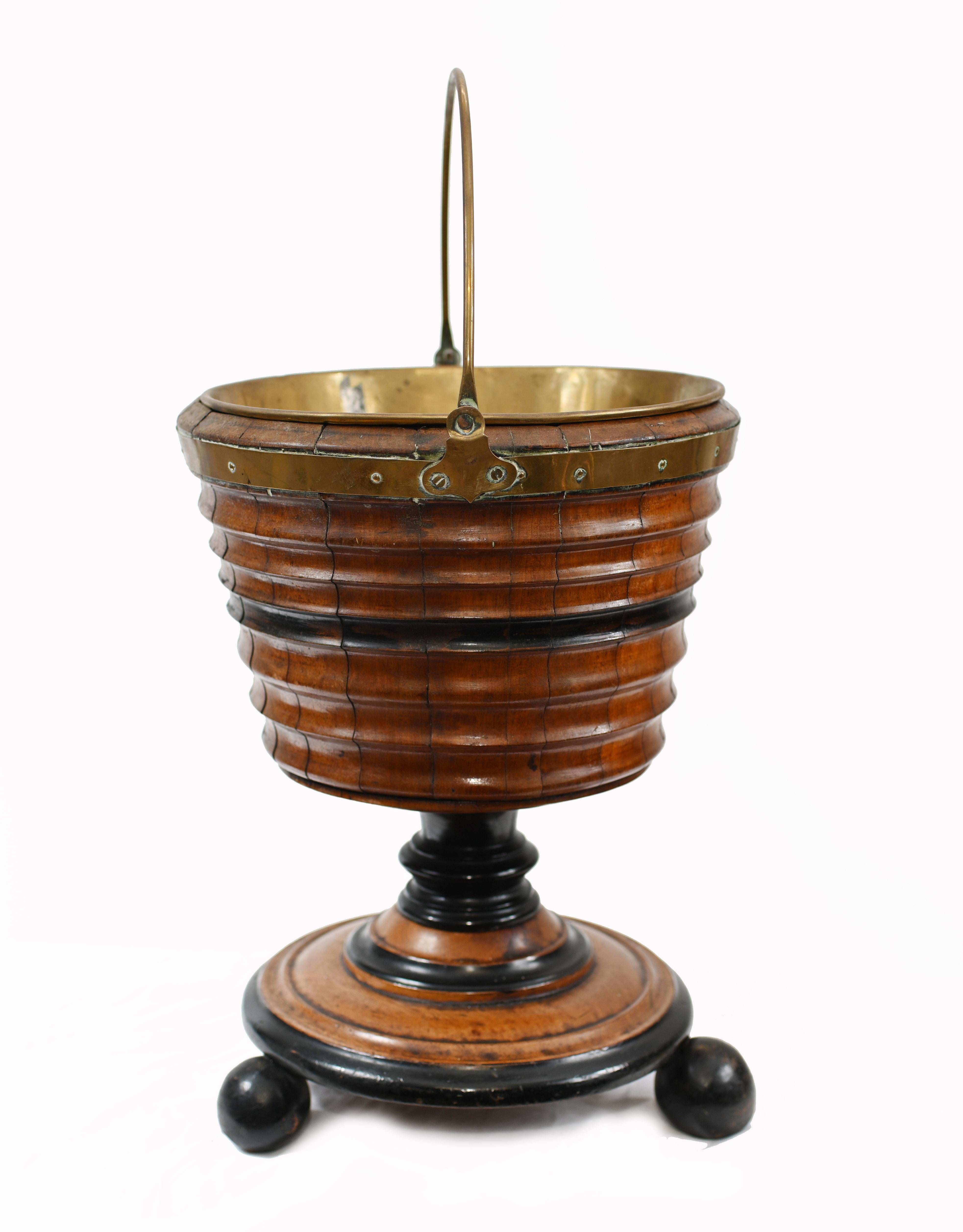 1880 Dutch Teestoof Bucket Planter Ebony Walnut For Sale 1