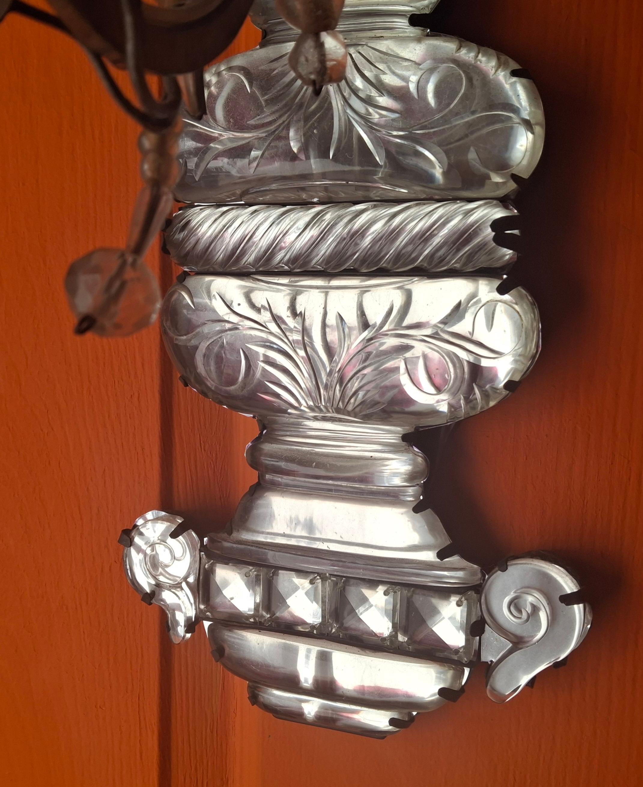 Appliques murales Art Nouveau de 1880 signées Maison Bagues Crystal Floral Bouquet en vente 4