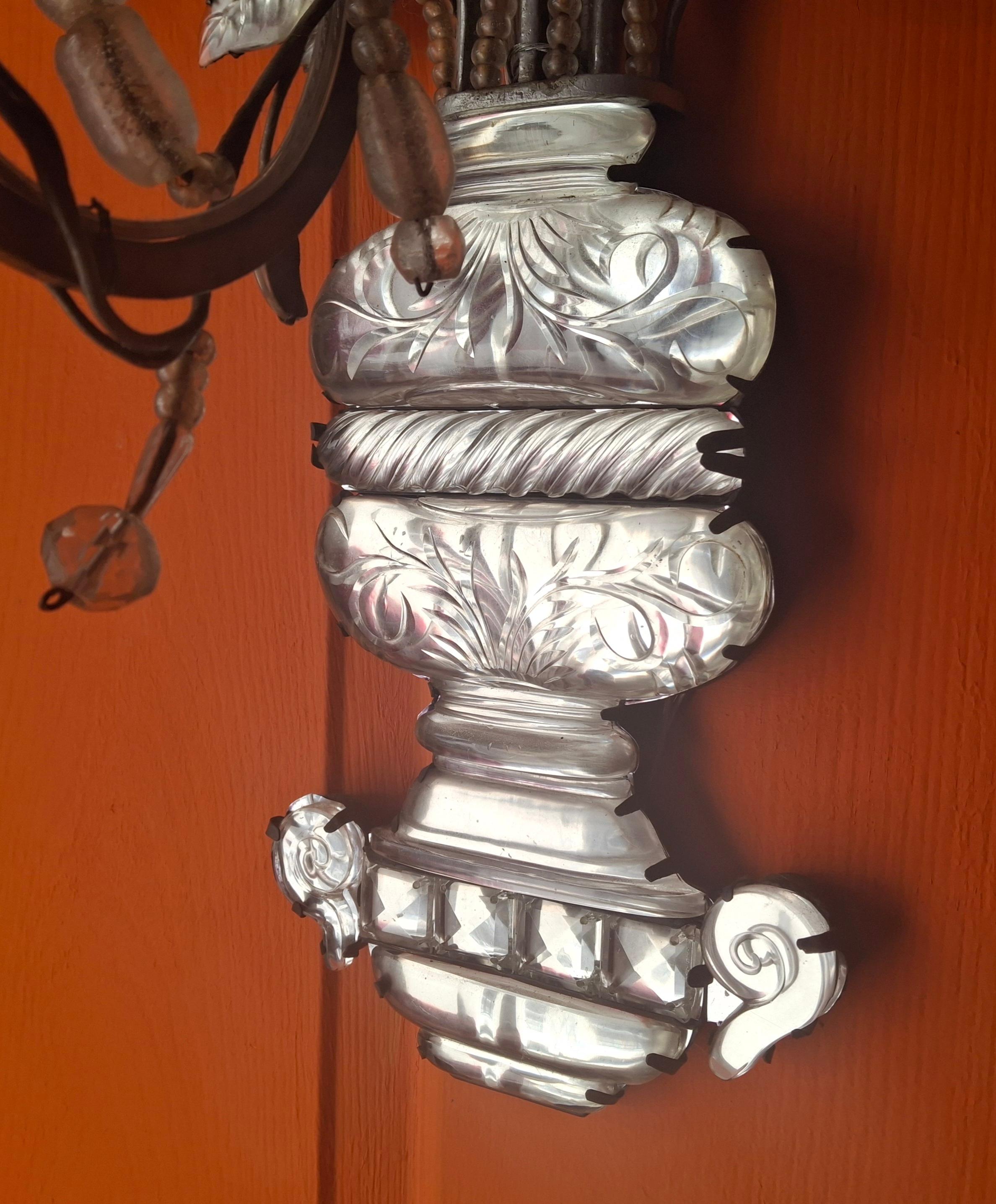 Appliques murales Art Nouveau de 1880 signées Maison Bagues Crystal Floral Bouquet en vente 5