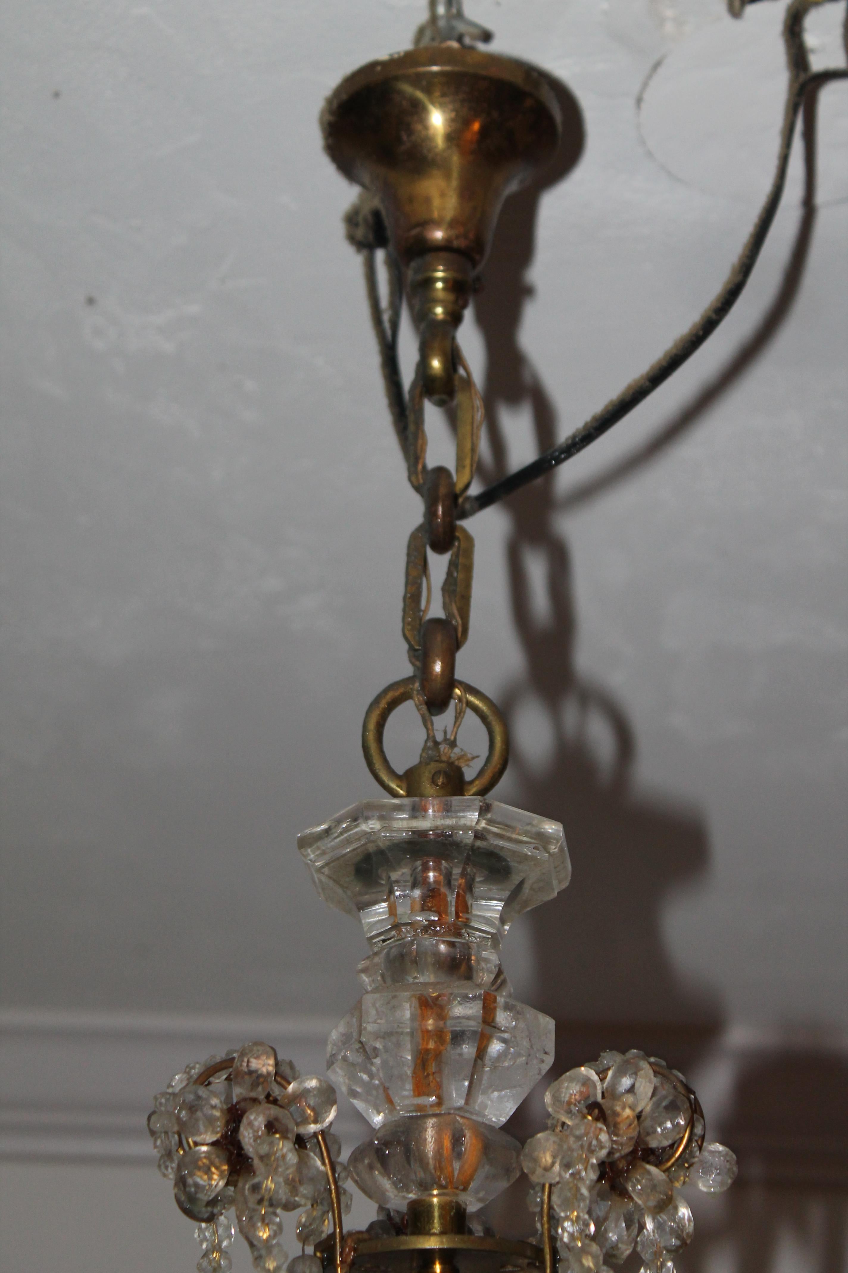 1880 French Regency Maison Bagues Amethyst/ Clear Floral Chandelier Rock Crystal For Sale 6