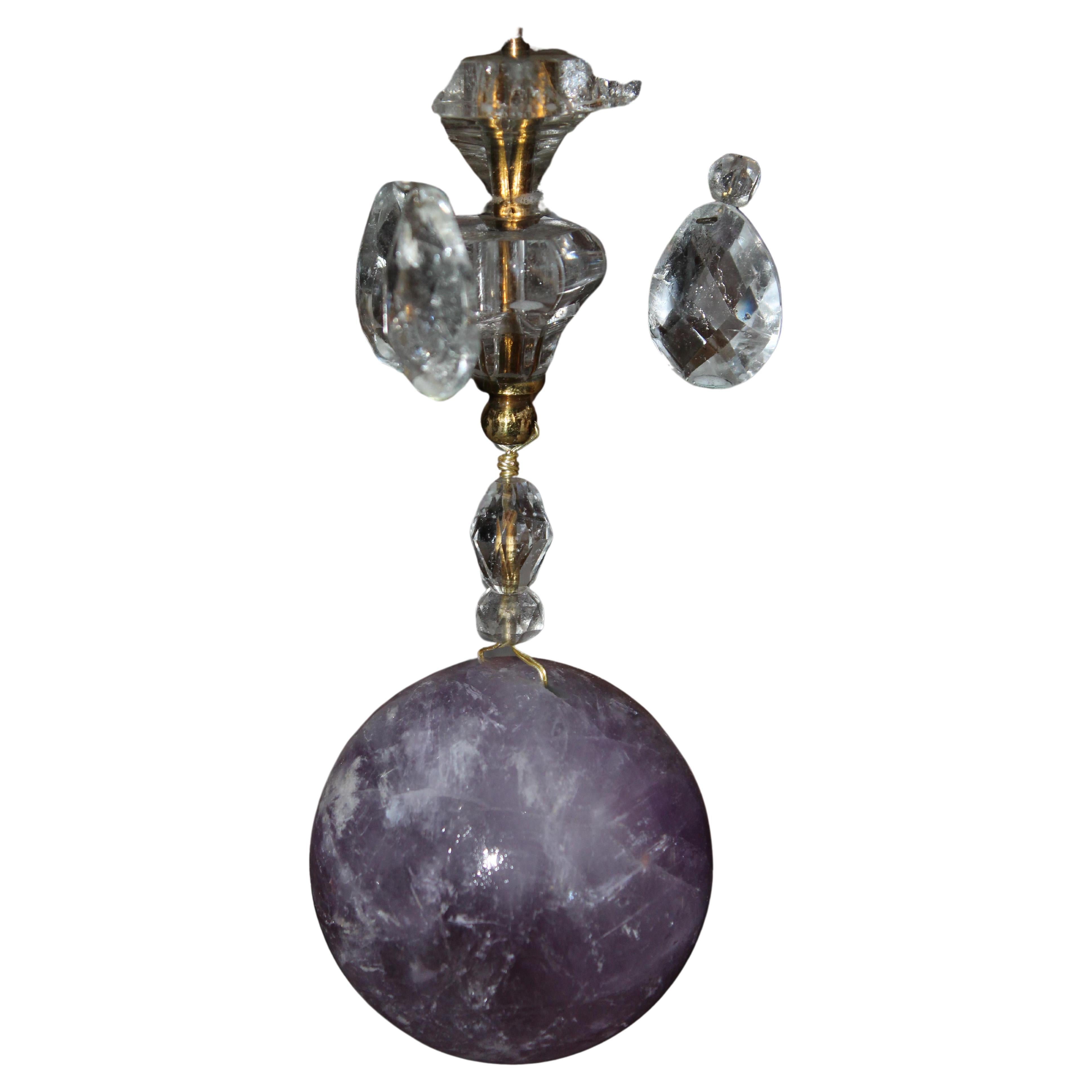 1880 French Regency Maison Bagues Amethyst/ Clear Floral Chandelier Rock Crystal For Sale 2