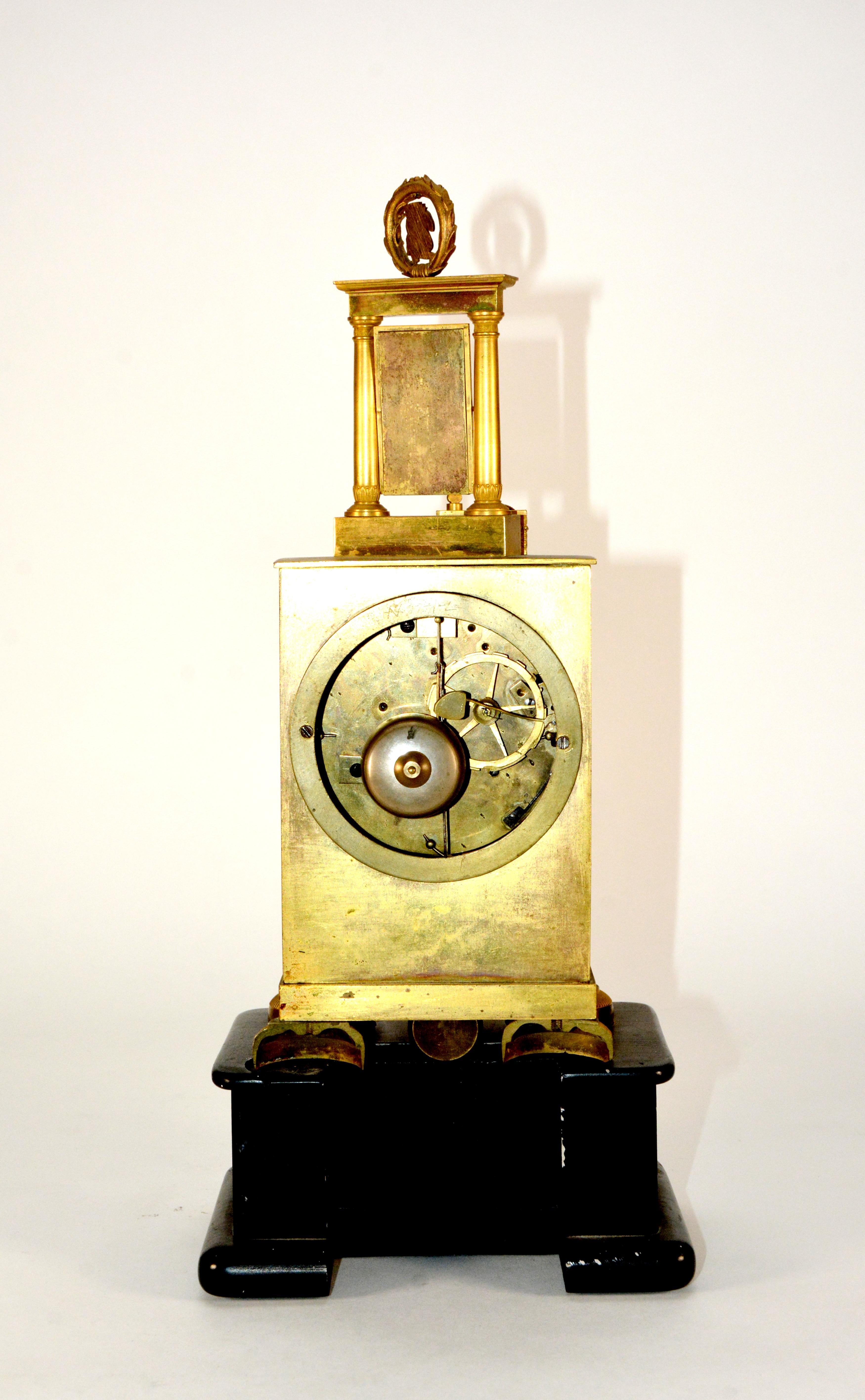 1880 French Silk Suspension Ormolu Empire Bronze Mantel Clock by Angevin A Paris For Sale 10