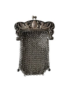 1880 French Victorian Griffin Embossed Mesh Coin Purse