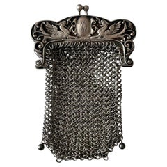 1880 French Victorian Griffin Embossed Mesh Coin Purse