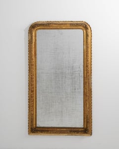 1880 Gold Louis XV Giltwood Arched Mirror